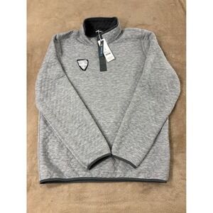 Marine Layer Reversible Corbet Pullover Mens Large Grey Quilt Diamond Snap NEW